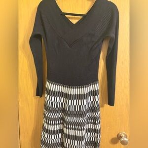 Candie's Black and White Long Sleeve Dress